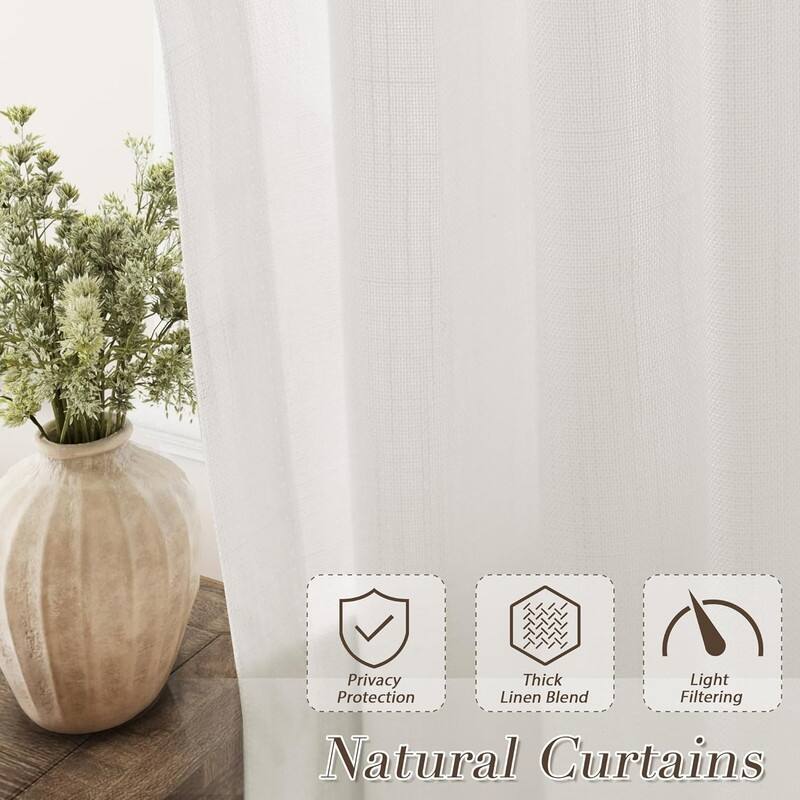 2 Panel Cream Privacy Semi Sheer Window Curtain