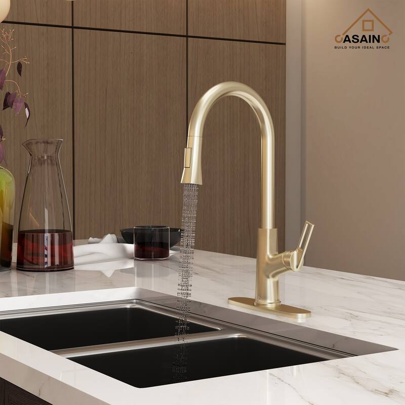 Single Handle Pull-Down Sprayer Kitchen Faucet - Orange