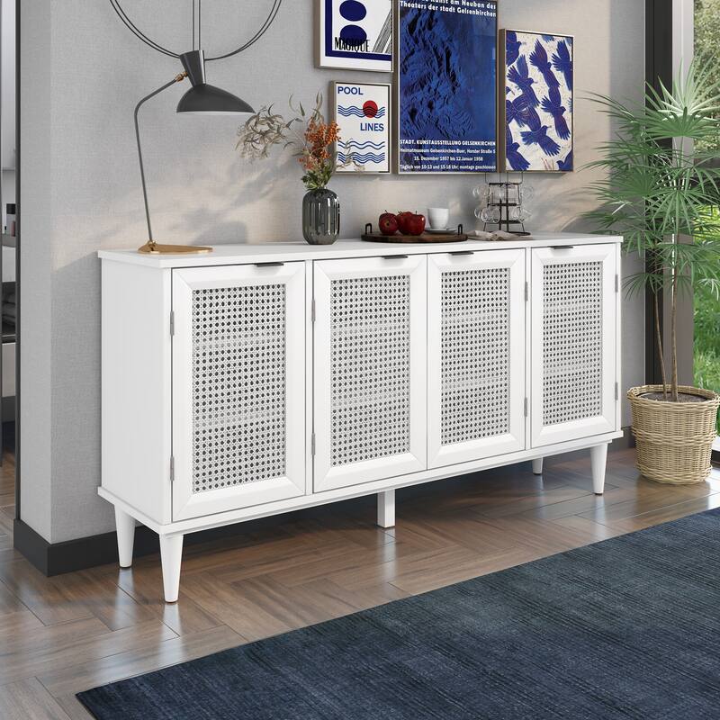 Large Storage Space Sideboard with Artificial Rattan Door and