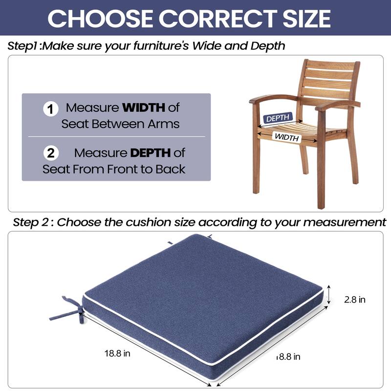 VredHom 17''/18.8'' Square Outdoor Chair Pad (Set of 2/4)
