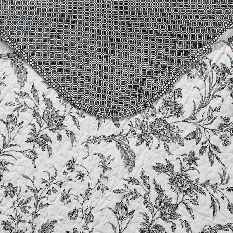 Laura Ashley Amberley Reversible Black Cotton Quilt Set