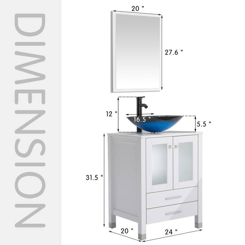 24" Bathroom Vanity with Sink Set Storage Cabinet Combo