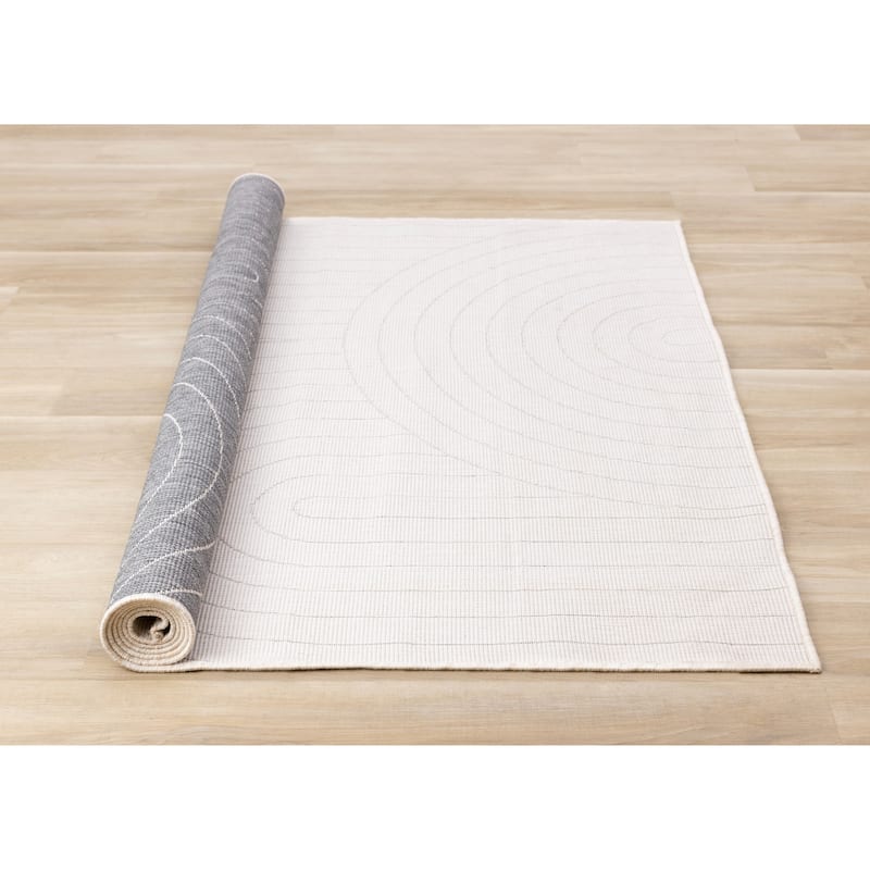 Brooke Collection - Cream Grey Modern Arches Reversible Indoor-Outdoor Area Rug, 5'3" x 7'7"