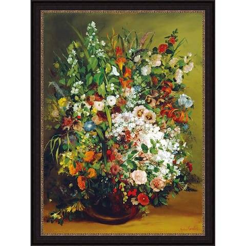 Flower Bottle by Gustave Courbe Giclee Print Oil Painting Black Frame Size 27" x 36"