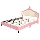 preview thumbnail 9 of 22, Cute Crown PU Leather Princess Bed