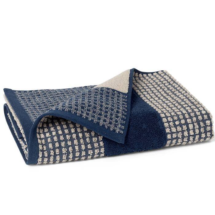 JUNA Check Towels, Dark Blue/Sand