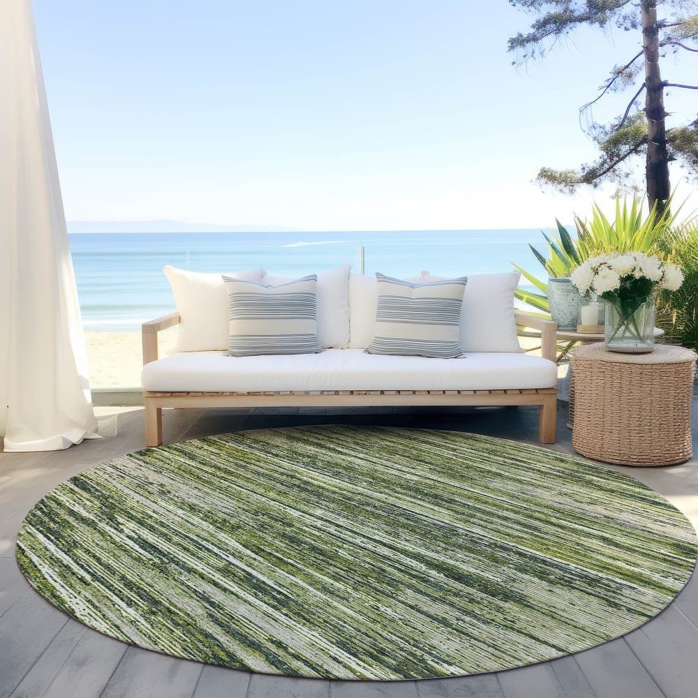 Machine Washable Indoor/ Outdoor Chantille Abstract Stripe Rug
