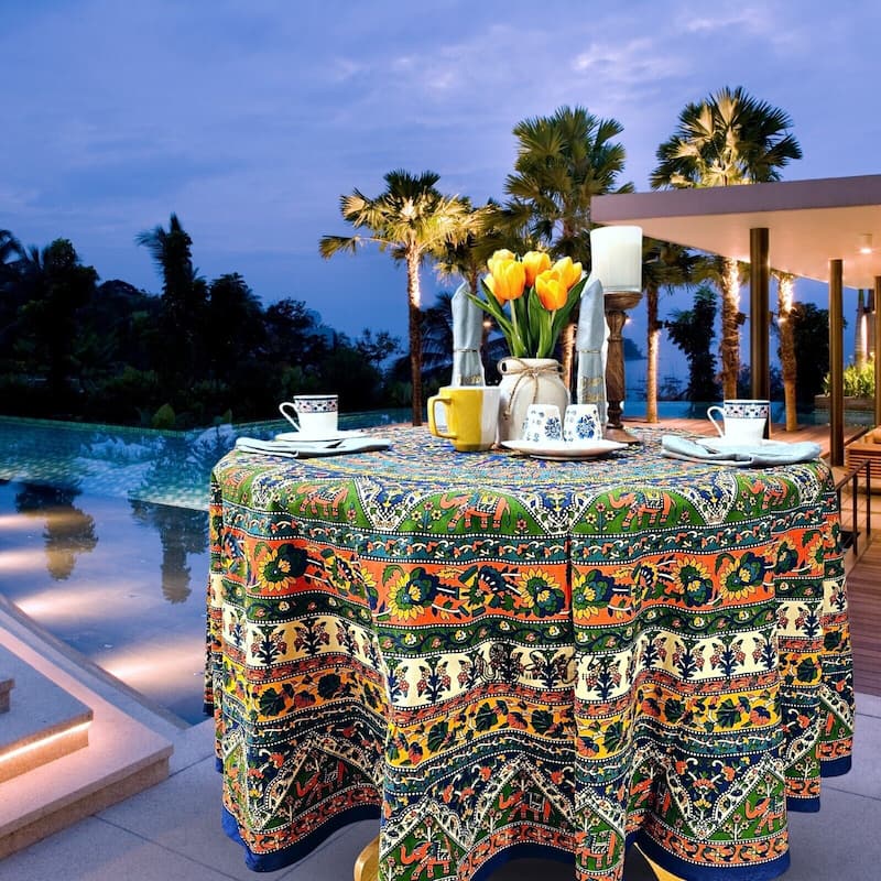 Cotton Mandala Floral Elephant Printed Tablecloth Collection
