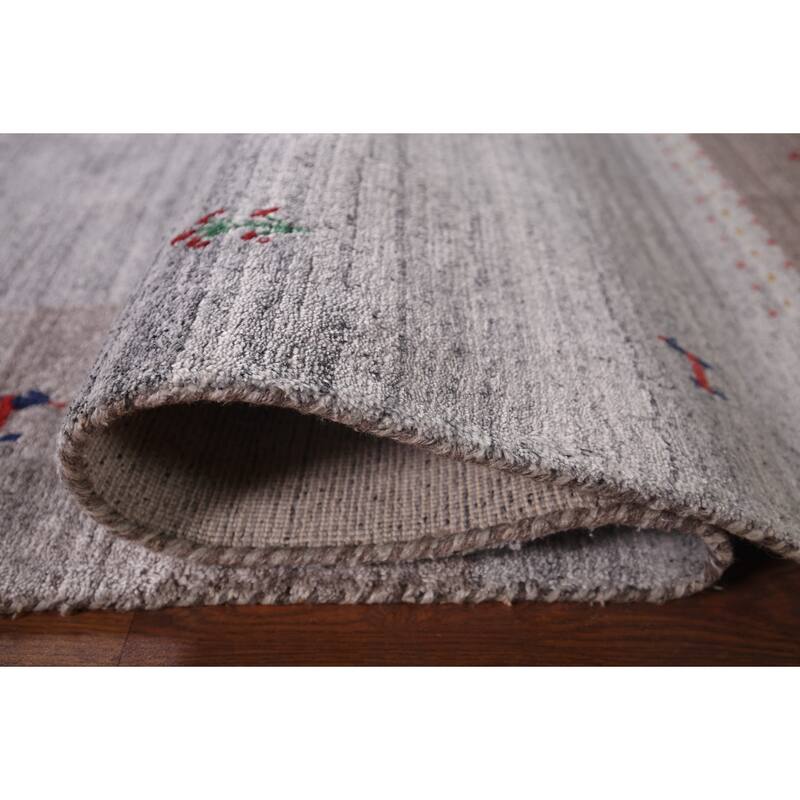 Striped Tribal Gabbeh Indian Area Rug Handmade Wool Carpet - 6'8"x 8'1"