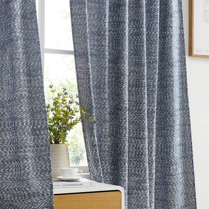 HLC.ME Easton Jacquard Slub Texture - Privacy Curtains with Back Tab Rod Pocket Lightweight Window Curtains Panels, Set of 2