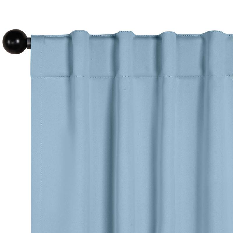 Superior Solid Machine Washable Room Darkening Blackout Curtains with Back Tabs, Set of 2
