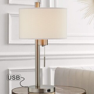 Modern Retro Satin Nickel with Glass Sphere Cube Table Lamp Bedside Light 
