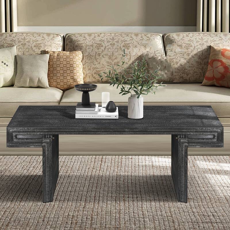 Vintage Industrial Coffee Table Premium Reclaimed Wood Texture Rectangular Design