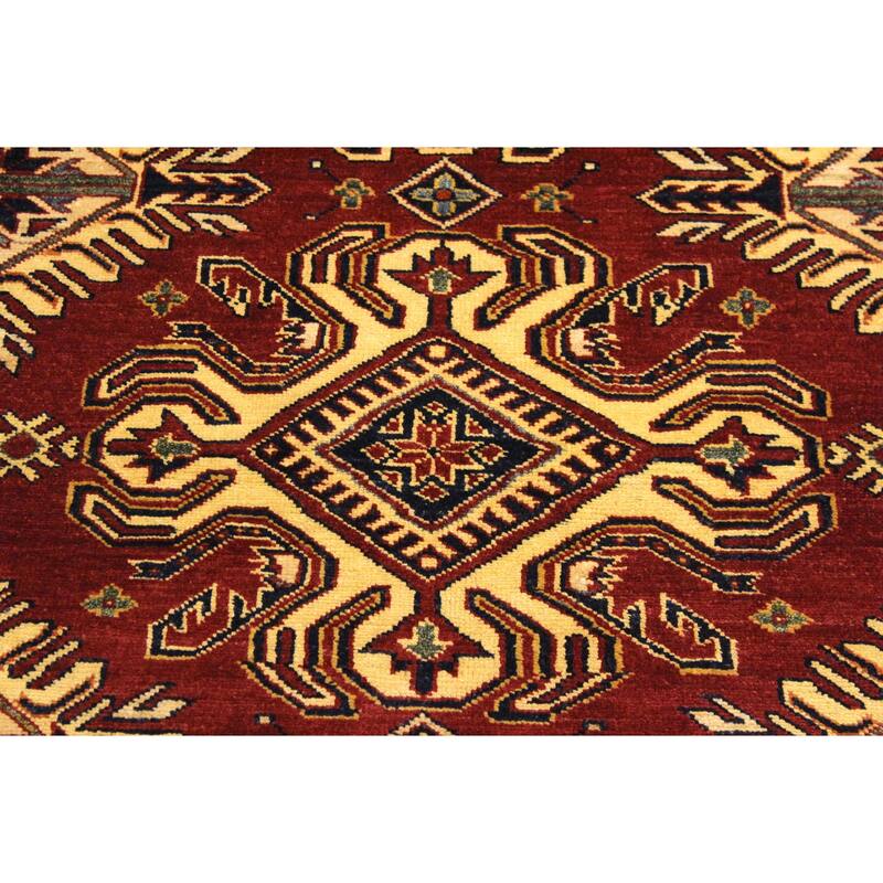 Rustic Super Kazak Maverick Red/Beige Hand Knotted Wool Rug - 4'1'' x 6'0''