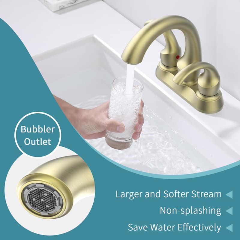 Modern 2 Handle Bathroom Sink Faucet with Pop Up Drain and Supply Hose, Aerator, Anti Fingerprint, Splash Proof, Water Saving - Yellow