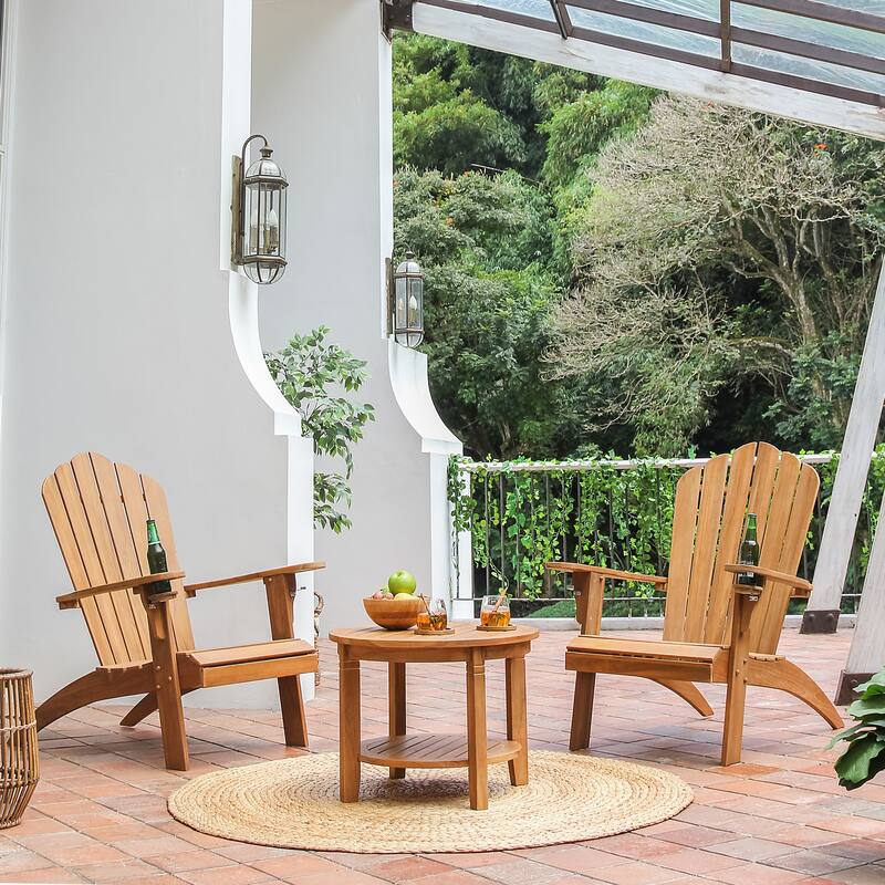 Cambridge Casual Sherwood Set of 3 Teak Adirondack Chat Set - Natural Teak