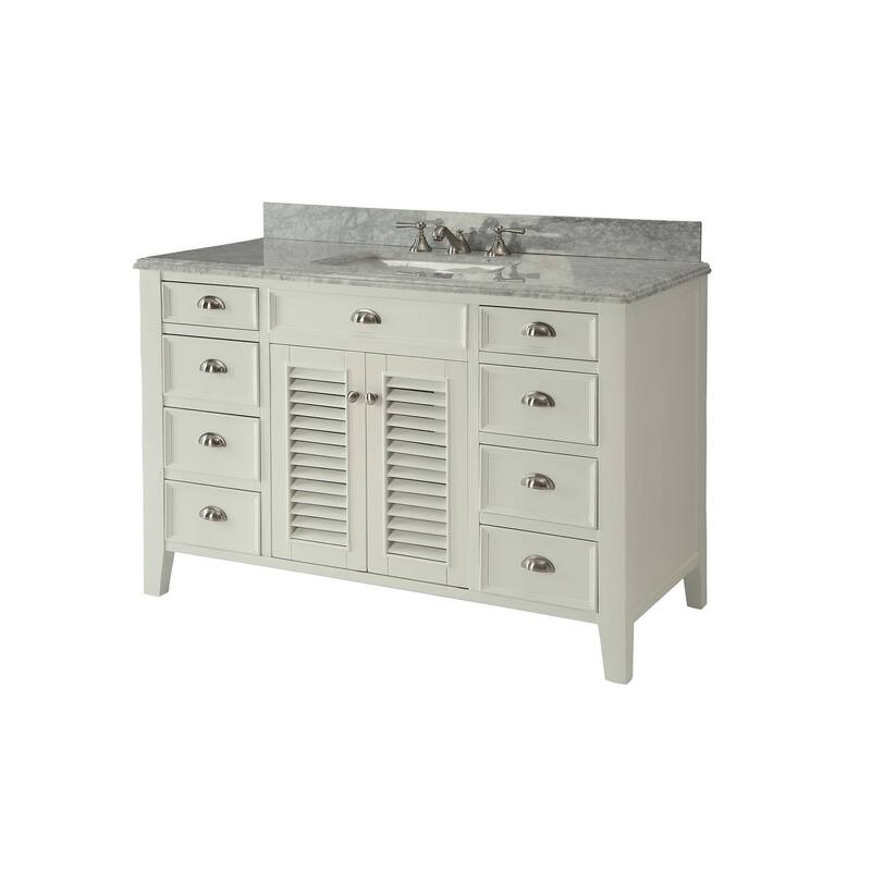 50" Benton Collection Kalani Shutter Blinds White Bathroom Sink Vanity