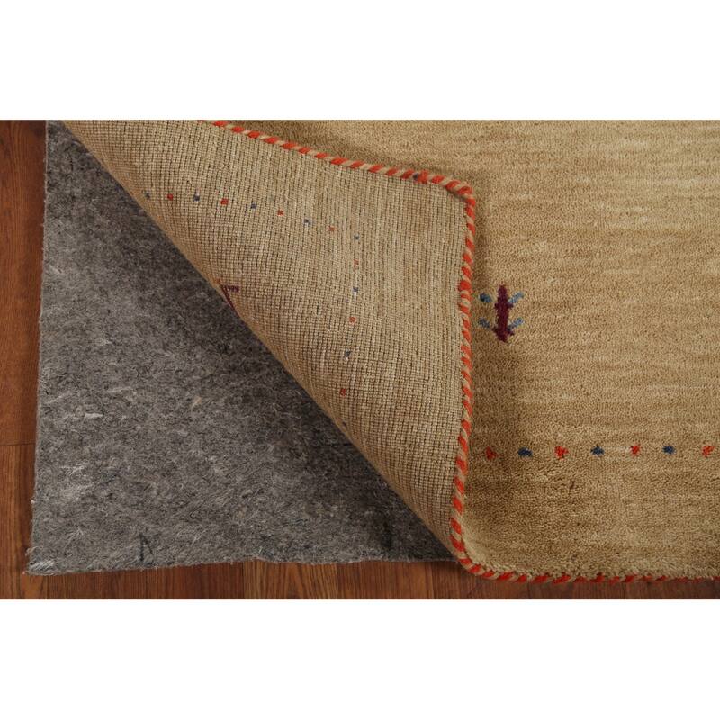 Gabbeh Indian Accent Rug Hand-Knotted Oriental Beige Wool Carpet - 2'11"x 5'3"