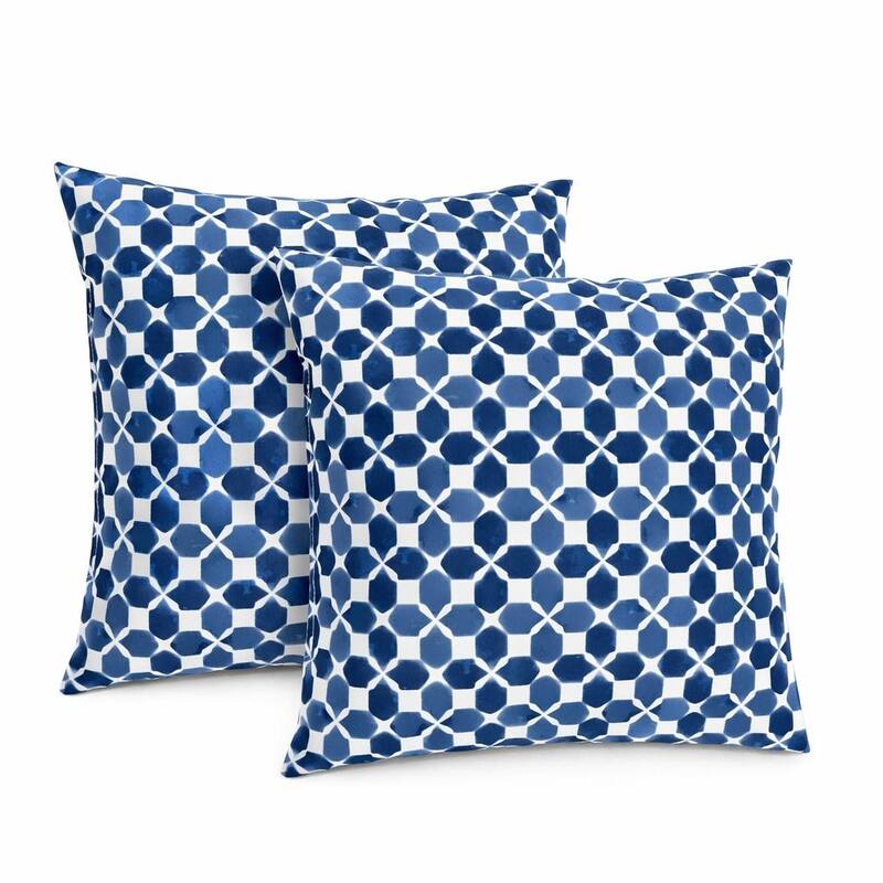 2 Pack Outdoor Throw Pillows, Waterproof & Fade-Resistant Patio Cushions- Soft & Comfortable Decorative Pillow Covers (18x18") - Blue