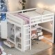 preview thumbnail 1 of 32, Full Size Loft Bed with Built-in Wardrobe, Desk, Storage Shelves and Drawers White
