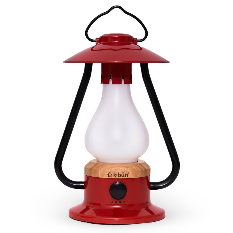 Kibun by Bulbrite Bonfire Cordless LED Outdoor Table Lamp + Dimmer Built-in Rechargeable Battery 3-Level Brightness + Power Bank - Red