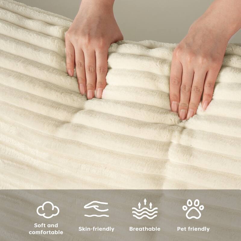 135.5" Striped Corduroy Modular U-Shaped Sectional Sofa with Pillows