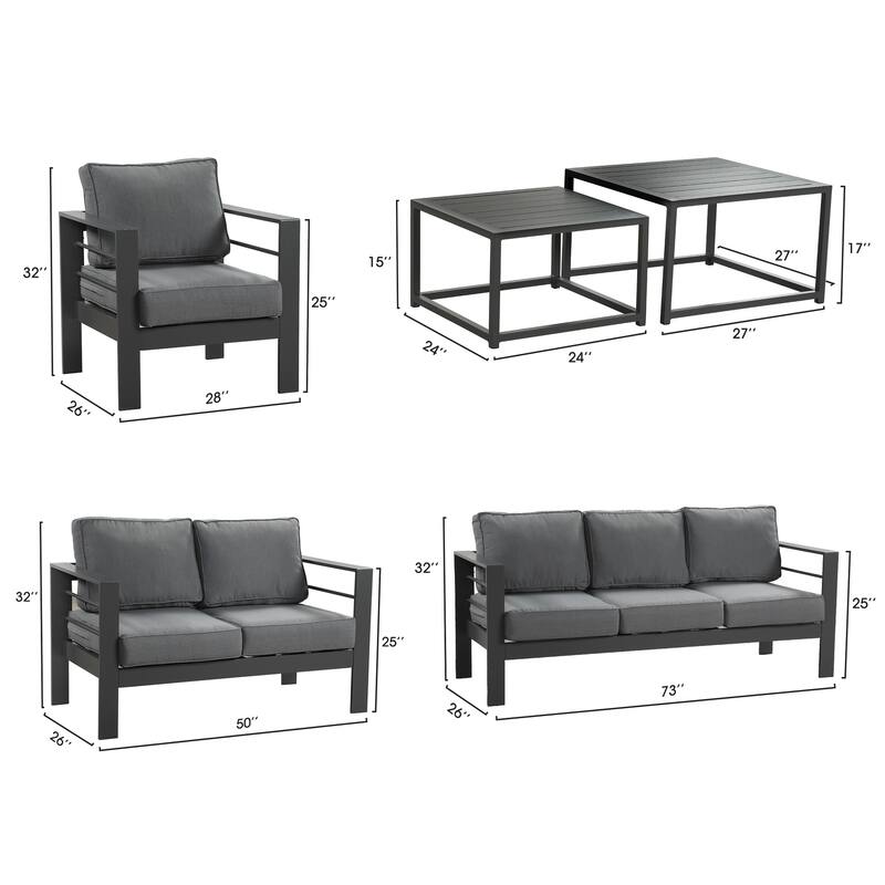 Royalcraft 6 pcs Aluminum Outdoor Patio Conversation Set