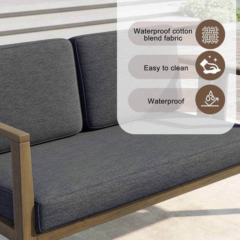 Outdoor Teak Solid Wood Patio Furniture Set Loveseat Armchair Table Collection