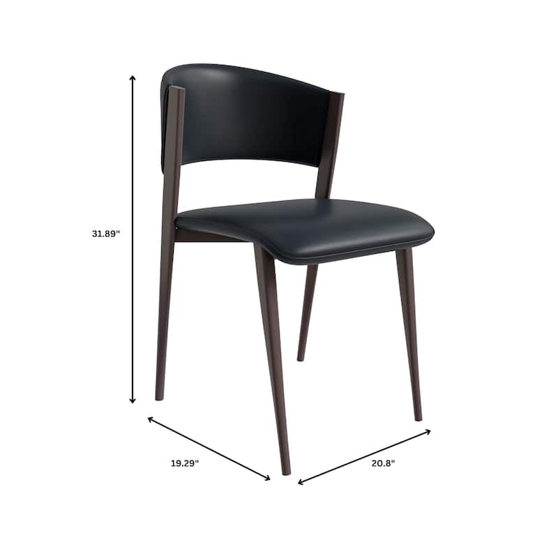 Leather Dining Chairs with Iron Legs and Open-Back Design Aspen Series Set of 2