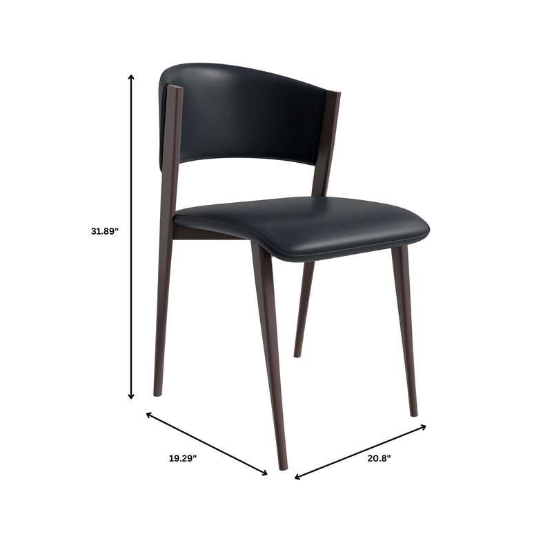 Leather Dining Chairs with Iron Legs and Open-Back Design Aspen Series Set of 4