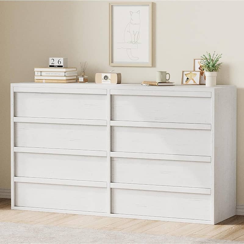 Drawer Dresser for Bedroom, Wide Antique Chest of Drawers with Large Storage, Wooden Dresser Organizer