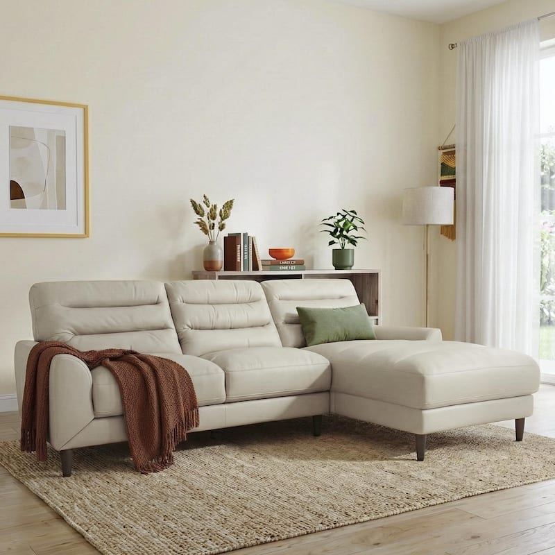 Chandler Genuine Leather Sectional Sofa with Padded Arms