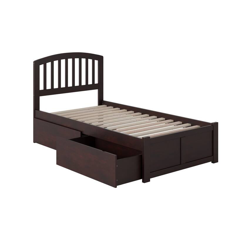 Richmond Twin XL Platform Bed with Footboard and 2 Drawers in Espresso