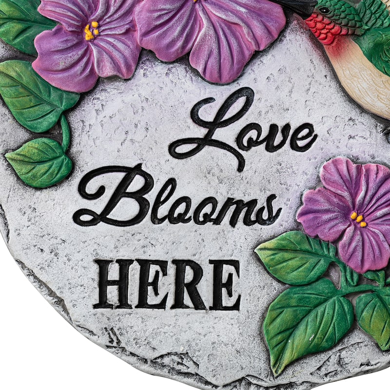 Glitzhome 6-Piece Hummingbird and Flower Pathway Cement Stepping Stones - 10 in