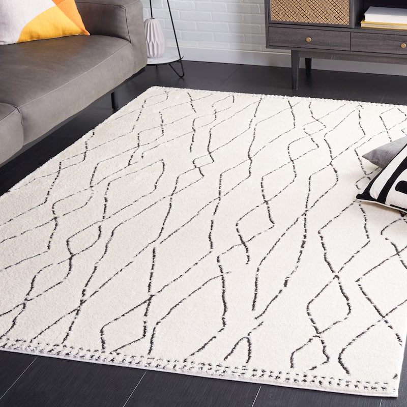 SAFAVIEH Melody Benita Moroccan Rug - 6'7" Square - Ivory/Black