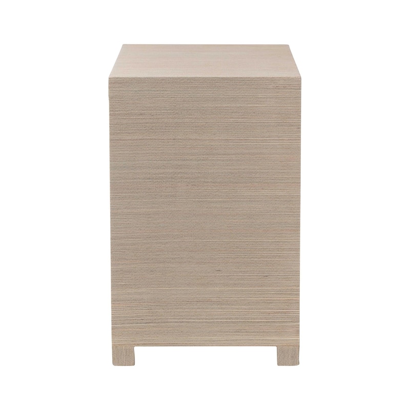 Halen Natural Grasscloth Storage Cabinet - Two-Door Console Storage Solution with Gold Ring Pulls, Modern Coastal Organizer
