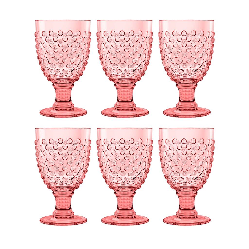 Abode Homewares by TarHong Hobnail Goblet, 17 oz. Set of 6