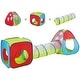 preview thumbnail 4 of 26, Kids Play Tent with Tunnel, Basketball Hoop for Boys, Girls, Babies and Toddlers, Indoor/Outdoor Pop Up Playhouse 3 segments - Multicolor