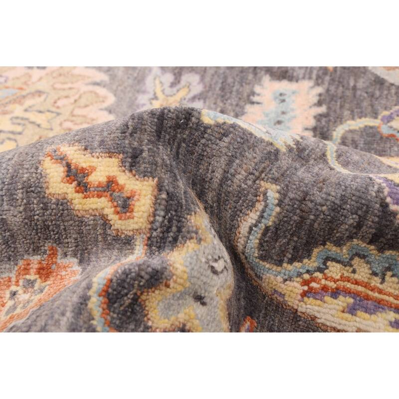 ECARPETGALLERY Hand-knotted Modern Oushak Charcoal Wool Rug - 8'1 x 11'5