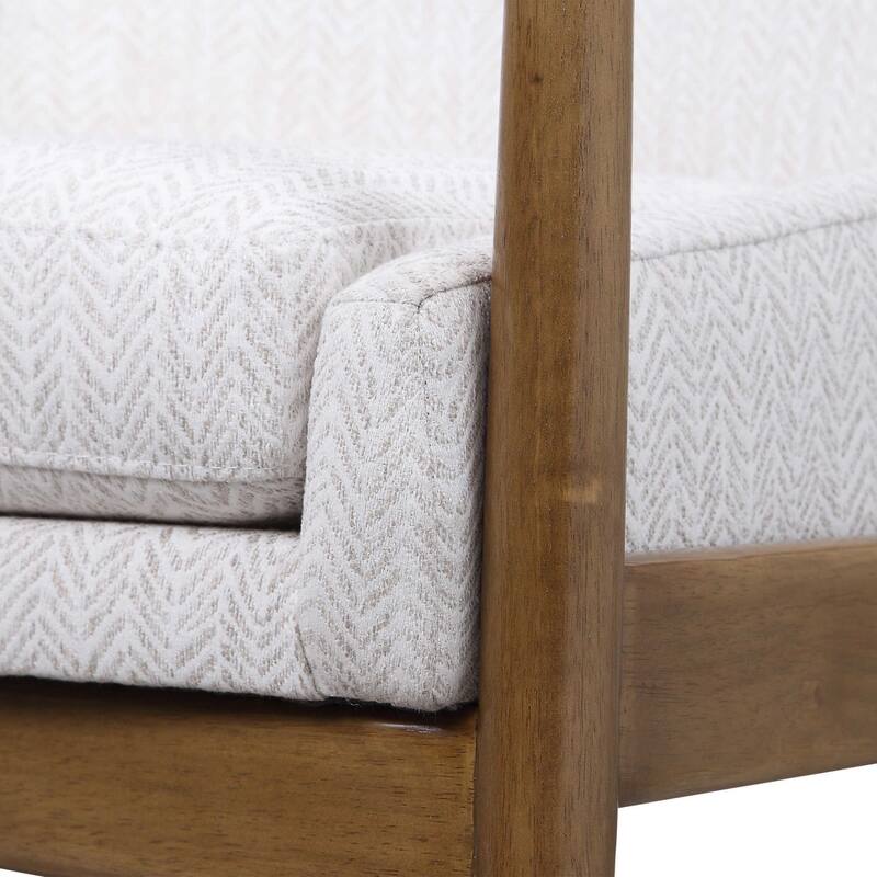 32" White and Brown Contemporary Accent Chair