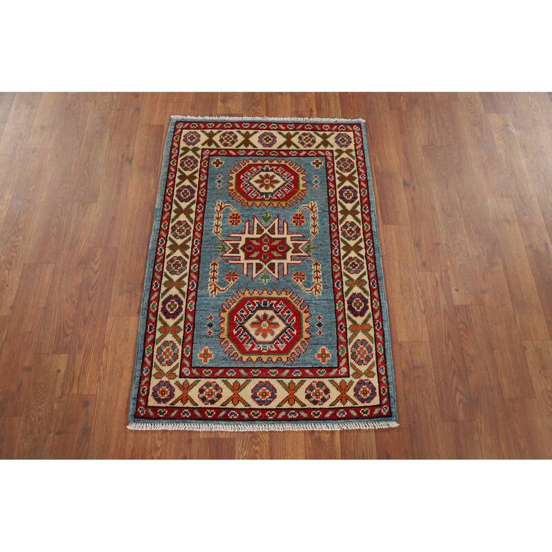 Blue Kazak Accent Rug Handmade Wool Carpet - 2'1" x 3'1"