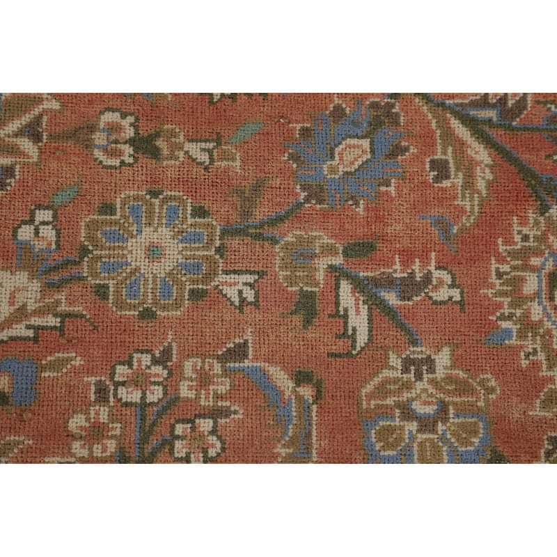 Traditional Mashad Persian Vintage Area Rug Hand-Knotted Wool Carpet - 9'7" x 13'5"