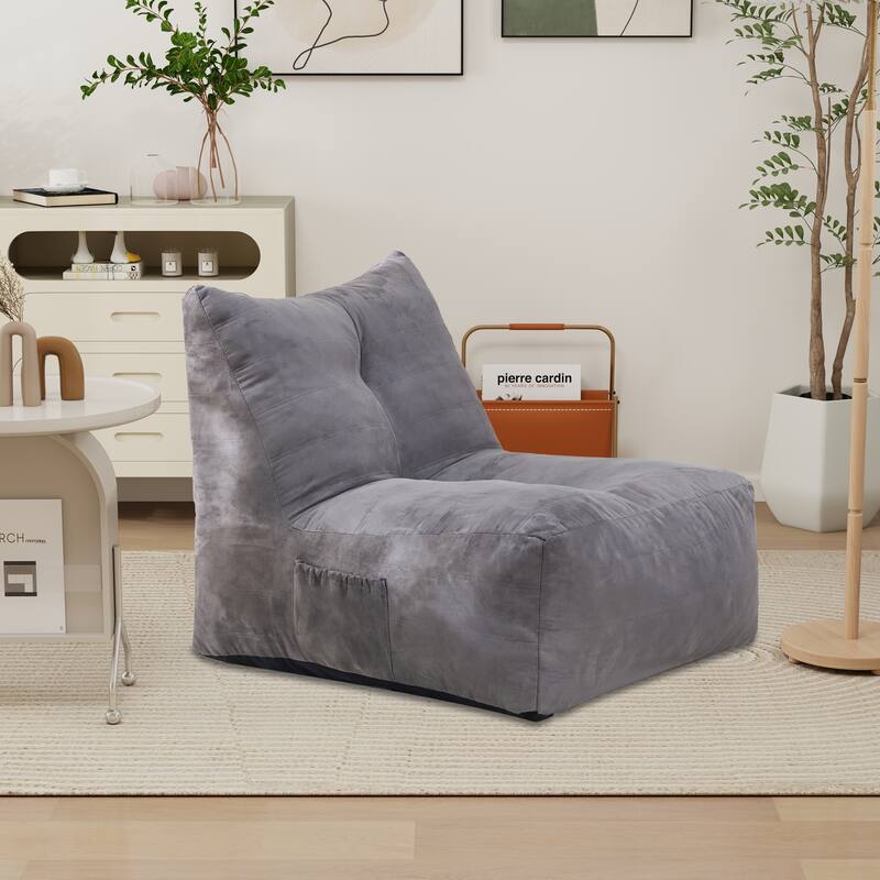 Bean Bag Chair,Lazy Floor Sofa Couch with Pocket - Gray