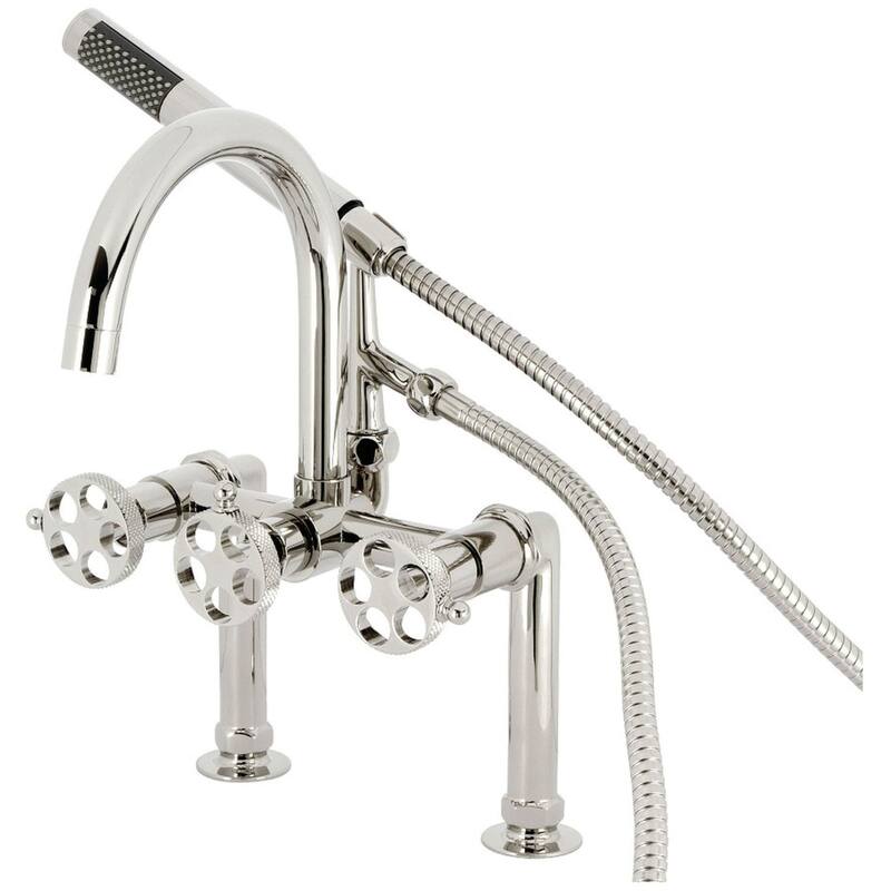 Kingston Brass AE810.RKX Webb Deck Mounted Tub Filler with Built-In - Polished Nickel
