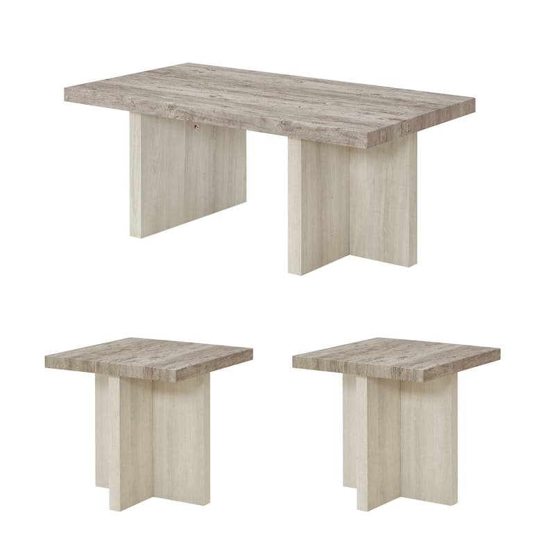 Roundhill Furniture Mchome 3-Piece Coffee Table Set, Coffee Table and Two End Tables