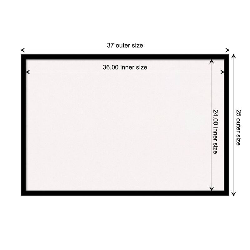 Jet Black Framed White Corkboard Bulletin Board - Board Size 36x24