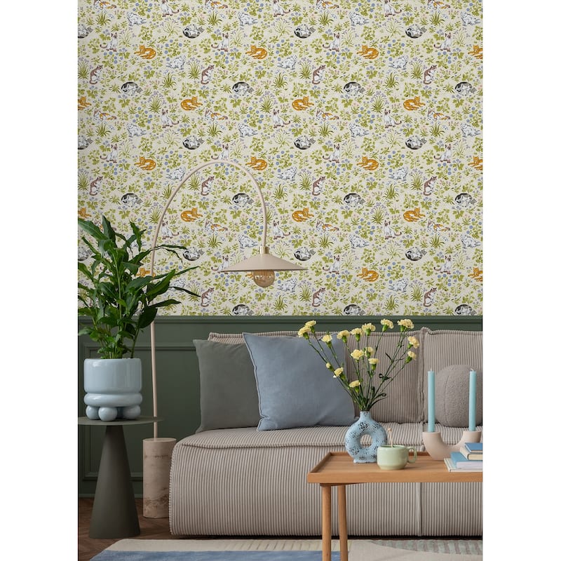 Must Love Cats Linen Peel and Stick Wallpaper
