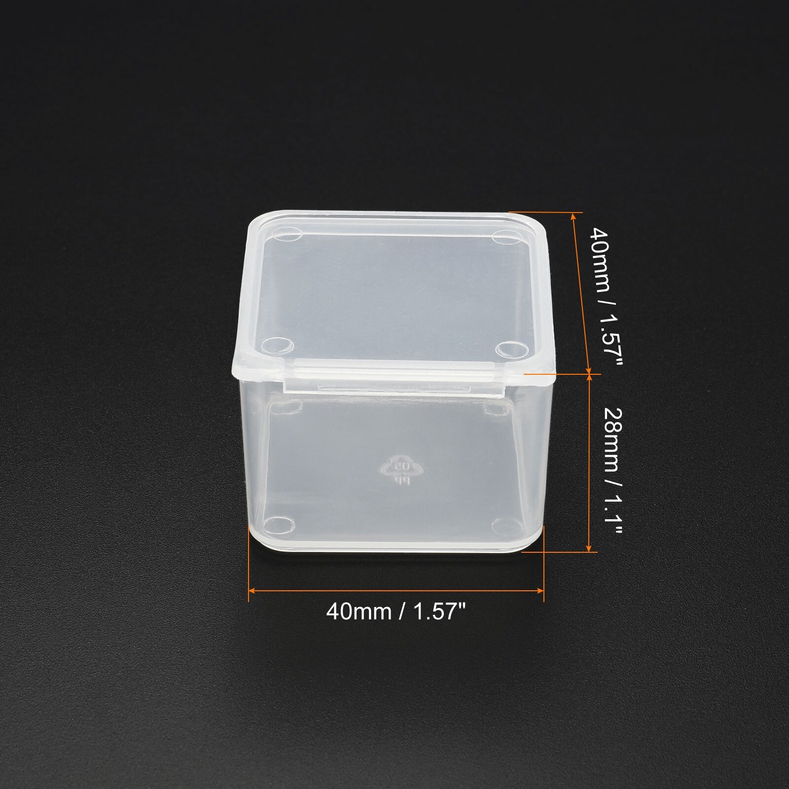 12pcs Clear Storage Container with Hinged Lid 40x28mm Plastic