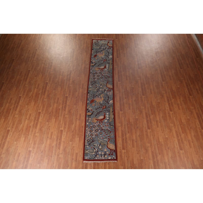 Animals Design Ziegler Oriental Runner Rug Hand-Knotted Wool Carpet - 2'7"x 13'9"