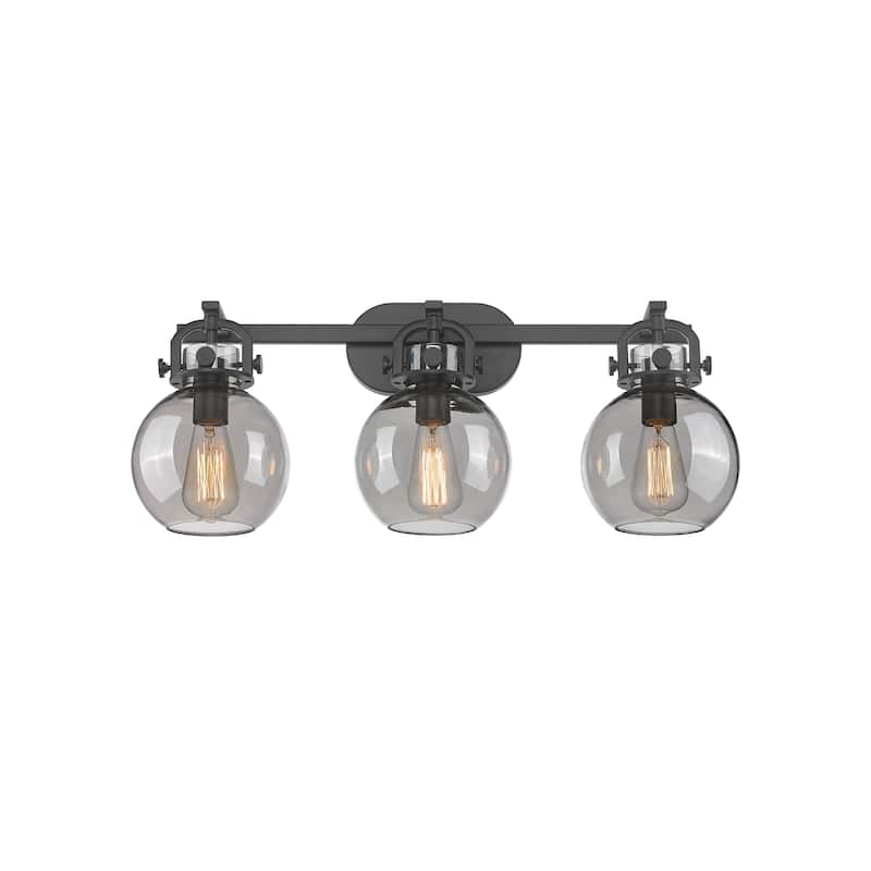 Innovations Lighting 410-3W-12-27 Newton Sphere Vanity Newton Sphere 3 - Matte Black / Plated Smoke